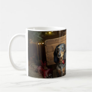 Dackel Snowy Sleigh Weihnachtsdekor Kaffeetasse