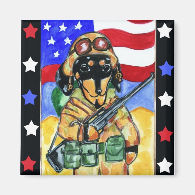 Dackel Soldier Magnet (Vorne)