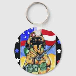 Dackel Soldier Schlüsselanhänger