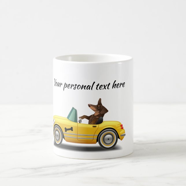 Dackel Sportwagenfahrer Tasse (Mittel)
