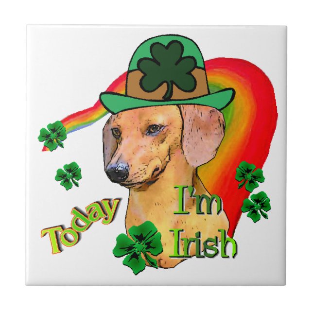 Dackel St Patricks Fliese (Vorderseite)