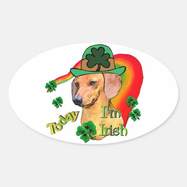 Dackel St Patricks Ovaler Aufkleber (Vorderseite)