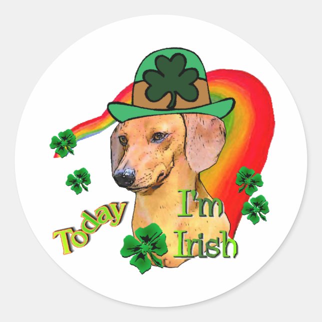 Dackel St Patricks Runder Aufkleber (Vorderseite)