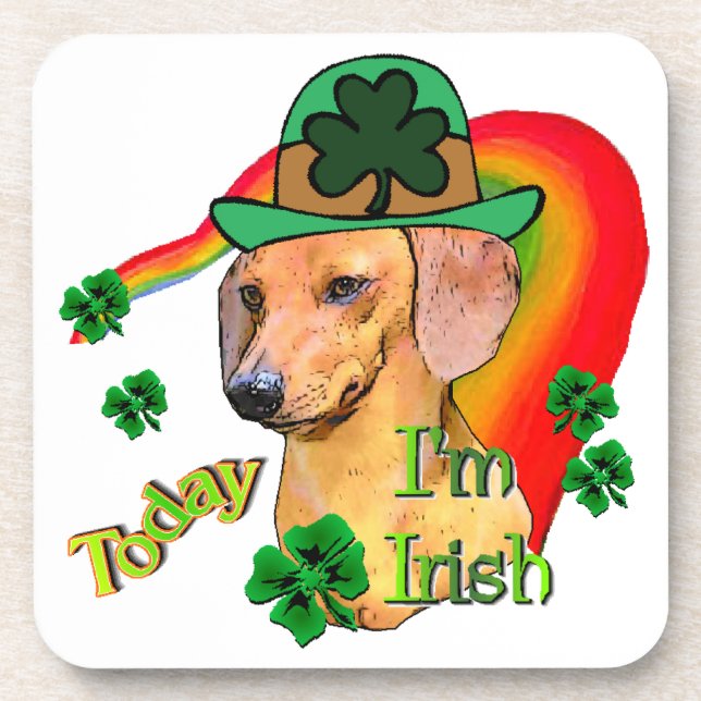 Dackel St Patricks Untersetzer (Vorderseite)