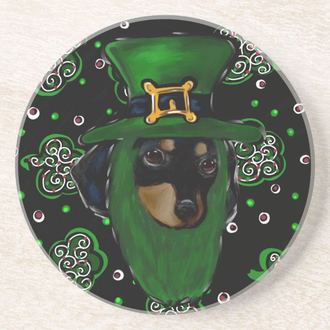 Dackel St. Patty Getränkeuntersetzer (Vorne)