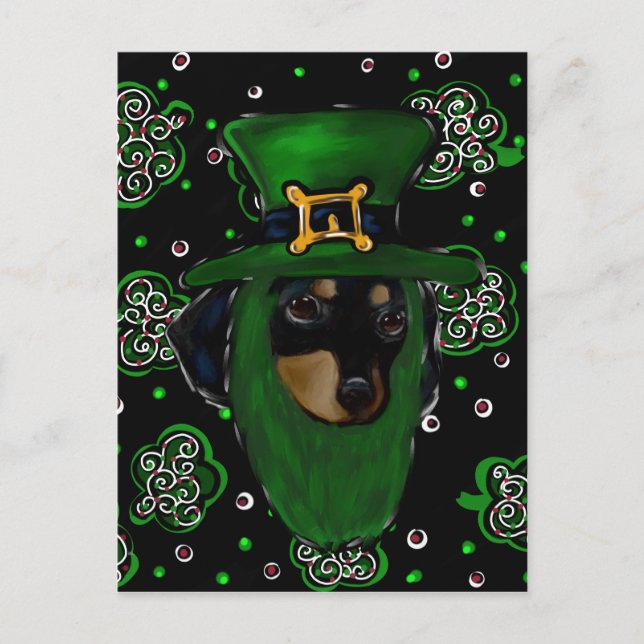 Dackel St. Patty Postkarte (Vorderseite)