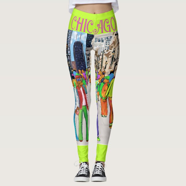 Dackel Stadt Chicago Leggings (Vorderseite)