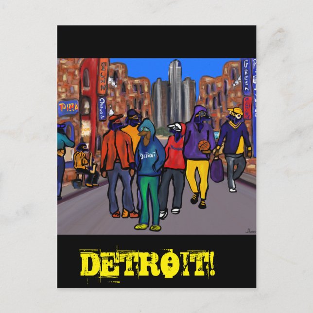 Dackel Stadt - DETROIT Postkarte (Vorderseite)