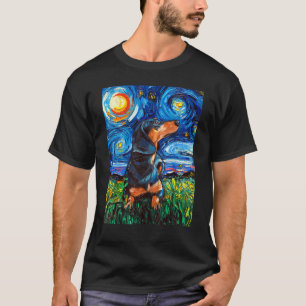 Dackel Starry Night Hund Art der Dackel Black and T-Shirt
