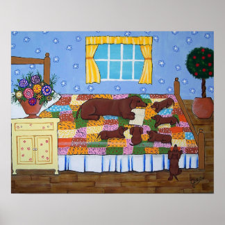 Dackel Story Time Art Print Poster