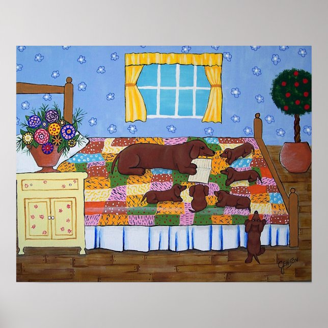 Dackel Story Time Art Print Poster (Vorne)
