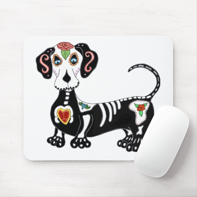 Dackel Sugar Skull Mousepad (Mit Mouse)