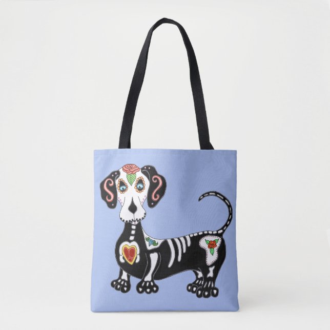 Dackel Sugar Skull Tasche (Vorderseite)