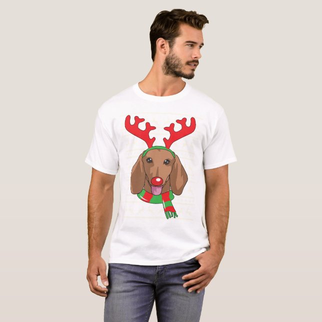 Dackel T - Shirt-lustiges Ren-Weihnachtsgeschenk T-Shirt (Vorne ganz)