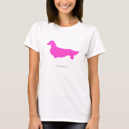 Dackel-T - Shirt (rosa lange Haarversion 1)