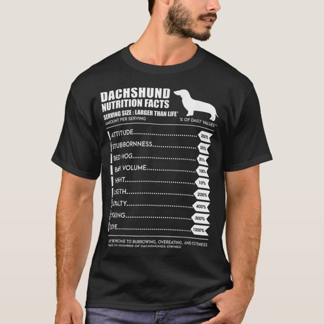 Dackel T Shirt - Weiner Dog Nutrition Fakten Shi (Vorderseite)