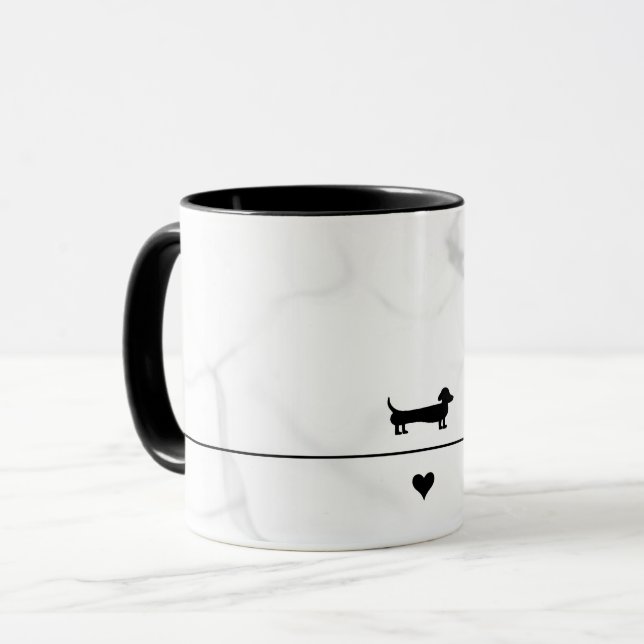 Dackel Tasse aus schwarzem Marmor (Vorderseite Links)