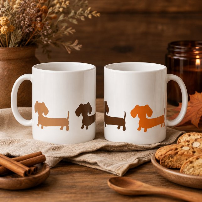 Dackel-Tassen-erdige Brown-Farben Kaffeetasse (Dachshund Mug Earthy Brown Colors)