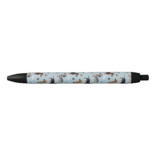 Dackel-Tatzen-und Knochen-Muster-Blau Kugelschreiber