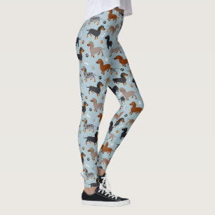 Dackel-Tatzen-und Knochen-Muster-Blau Leggings