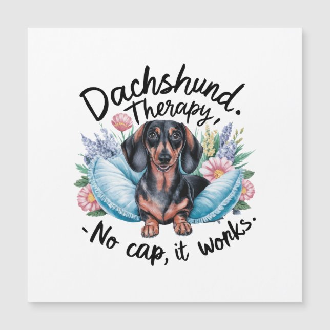 Dackel Therapie No Cap It Works Magneteinladung (Vorderseite)
