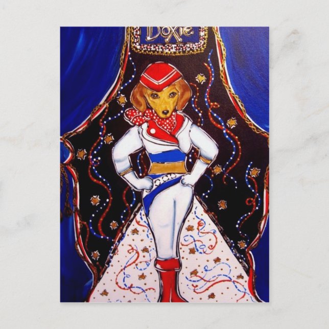Dackel trägt Prada Postkarte (Vorderseite)