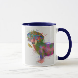 Dackel-u. Glas-Regenbogen-Spritzen Tasse
