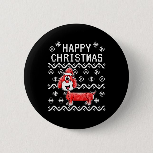 Dackel Ugly Christmas Dog Button (Vorderseite)