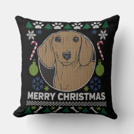 Dackel Ugly Christmas Sweater Dog Design Kissen