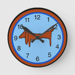 Dackel-Uhr Runde Wanduhr