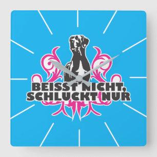 Dackel Uhu blau Quadratische Wanduhr