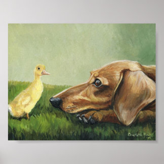 "Dackel und Duckling" Dog Art Canvas Print Poster
