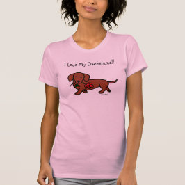 Dackel und ein Blumen-Cartoon T-Shirt