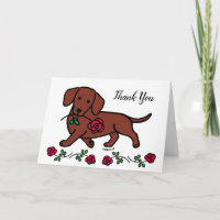 Dackel und ein Rose Cartoon danke Karte