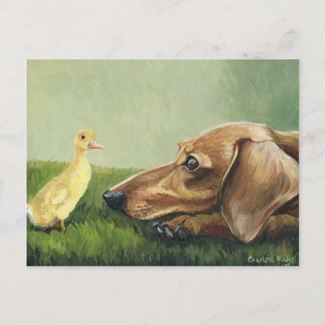 "Dackel und Enkeln" Postkarte (Vorderseite)