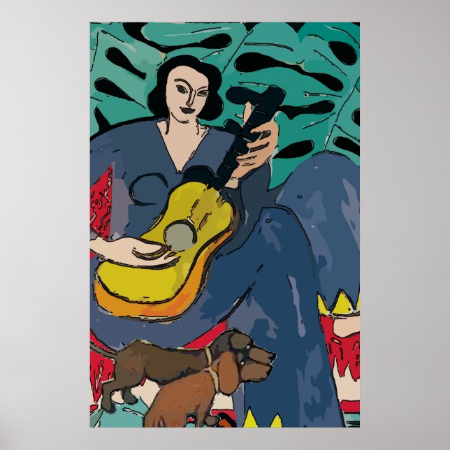 Dackel und Gitarre Poster (Vorne)