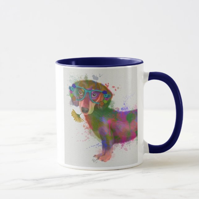 Dackel und Gläser Rainbow Splash Tasse (Rechts)