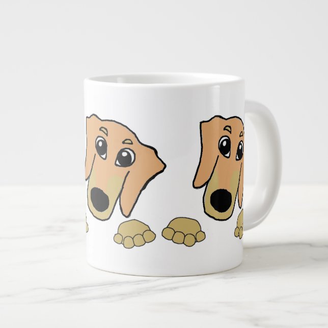 Dackel und hellbrauner Cartoon Jumbo-Tasse (Vorderseite Rechts)