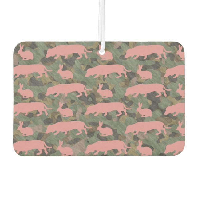 Dackel und Kaninchen-Camouflage Autolufterfrischer (Vorderseite)