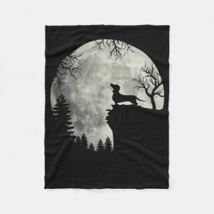 Dackel und MondHalloween Fleecedecke