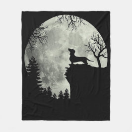 Dackel und MondHalloween Fleecedecke