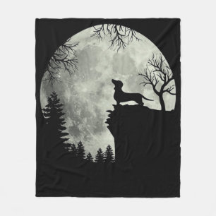 Dackel und MondHalloween Fleecedecke