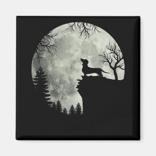 Dackel und MondHalloween Magnet