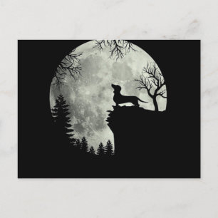 Dackel und MondHalloween Postkarte