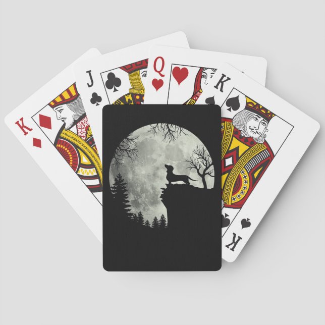 Dackel und MondHalloween Spielkarten (Rückseite)