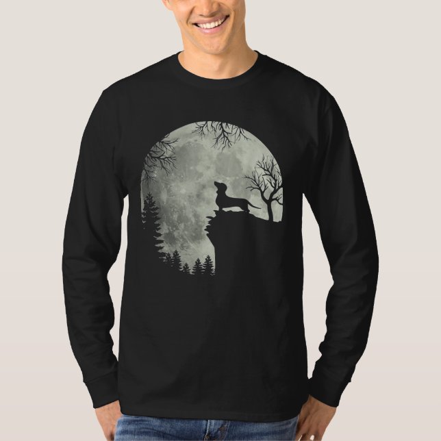 Dackel und MondHalloween T-Shirt (Vorderseite)