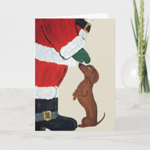 Dackel und Santa Feiertagskarte