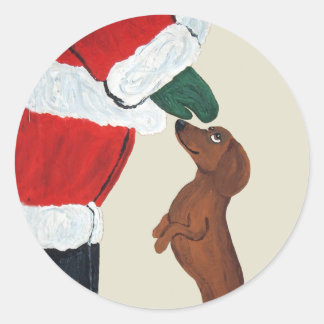 Dackel und Santa Runder Aufkleber