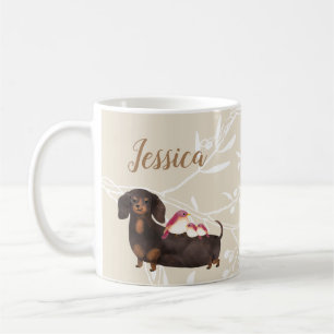 Dackel und Vogelfamilie Kaffeetasse