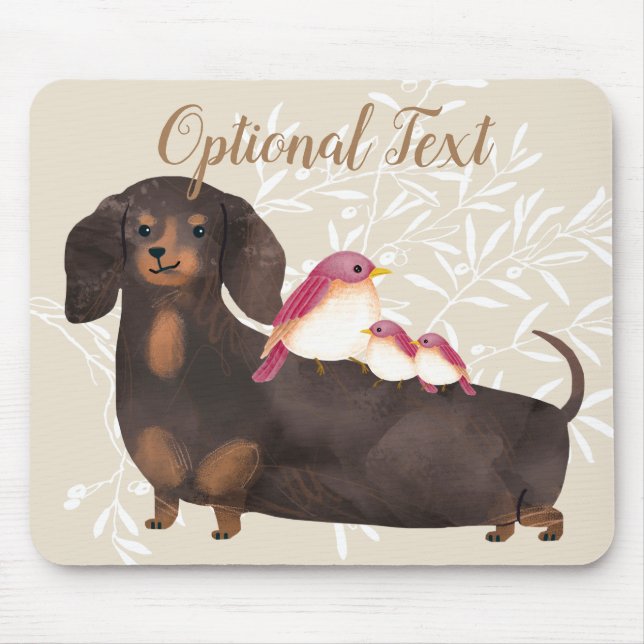 Dackel und Vogelfamilie Mousepad (Vorne)